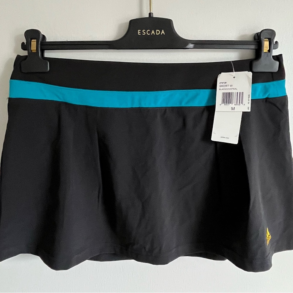 Adidas Black Athletic Skort with Teal Waistband - Escada